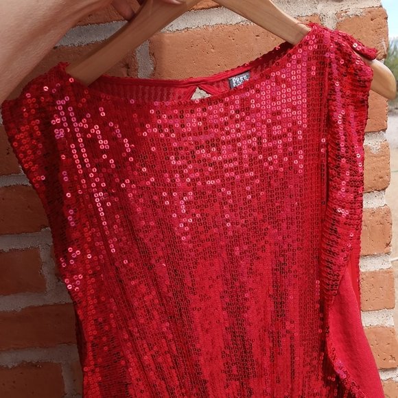 Vinatage Free People Red Sequin Top Small Petitie - Picture 7 of 12